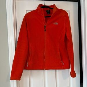 Orange north face fleece large